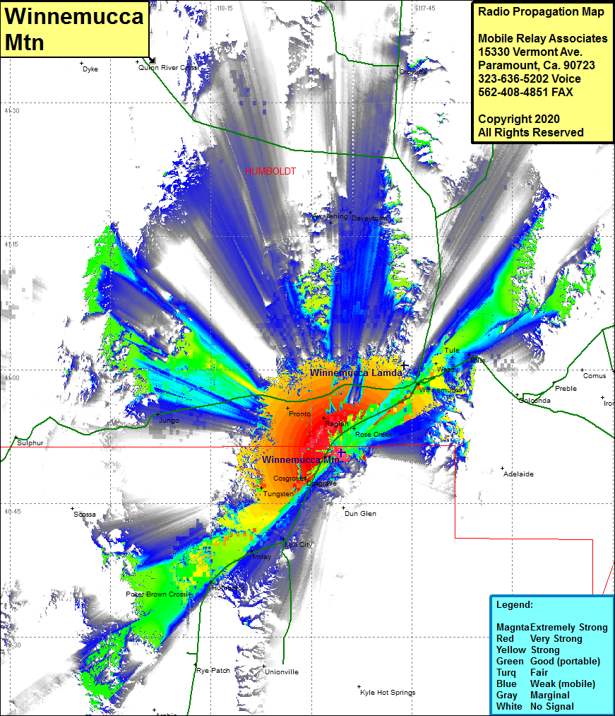 heat map radio coverage Winnemucca Mtn